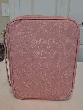 Grace Upon Grace Pink Floral Zip Bible Case